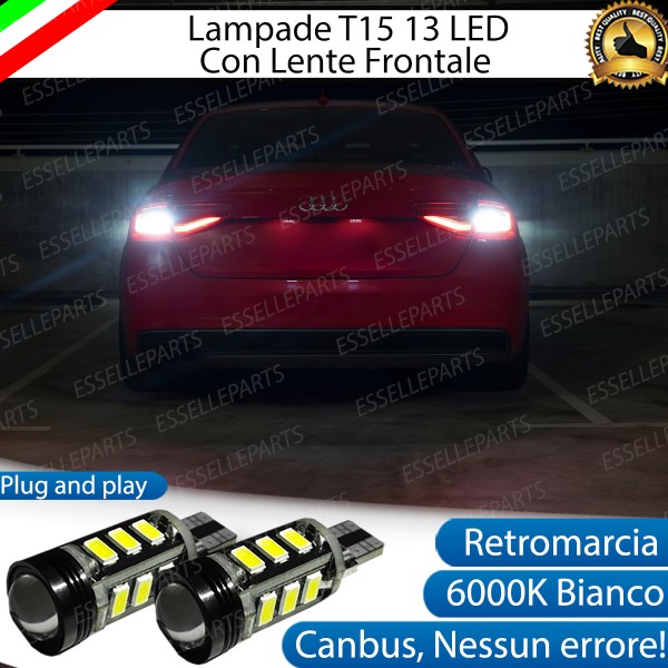 Coppia lampade Retromarcia LED T15 W16W da 13 Led Canbus 6000K bianco Audi A4 B8