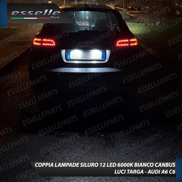 Coppia lampade siluro 12 LED Targa Canbus 6000K per Audi A6 C6