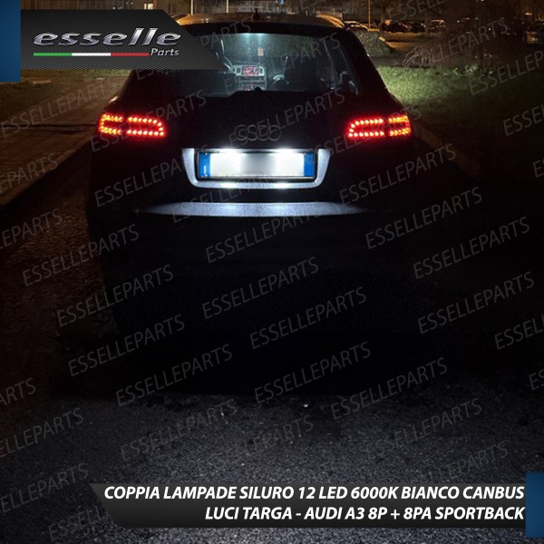 Coppia lampade siluro 12 LED Luci Targa Canbus 6000K per Audi A3 8P 8PA Pre-Restyling