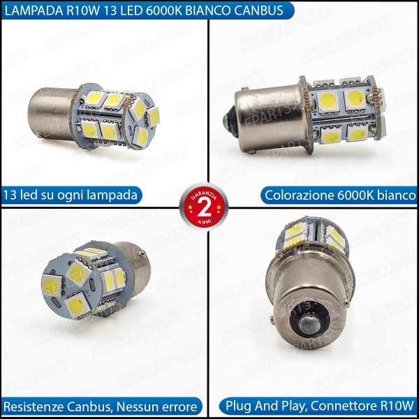 Lampada R10W Led Targa Opel Agila A 6000k Bianco Ghiaccio Canbus 13 Led