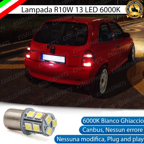 Lampada R10W Led Targa Opel Corsa B (non station wagon) 6000k Bianco Ghiaccio Canbus 13 Led