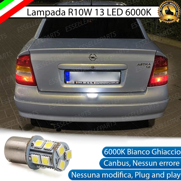 Lampada R10W Led Targa Opel Astra G (non station wagon) 6000k Bianco Ghiaccio Canbus 13 Led