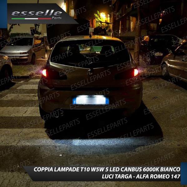 Coppia Lampade LED Luci Targa 5 LED Canbus 6000K Alfa Romeo 147