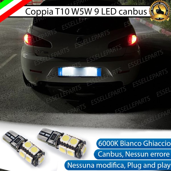 Coppia Lampade LED Luci Targa 9 LED Canbus 6000K Alfa Romeo 147