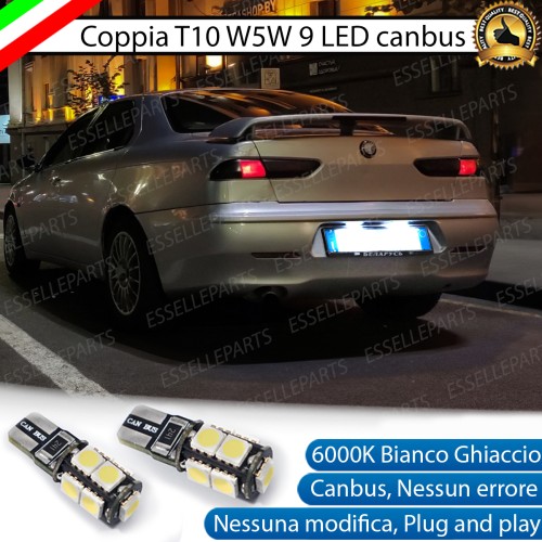 Coppia Luci Targa T10 W5W 9 LED canbus 6000K Bianco per Alfa Romeo 156 Restyling