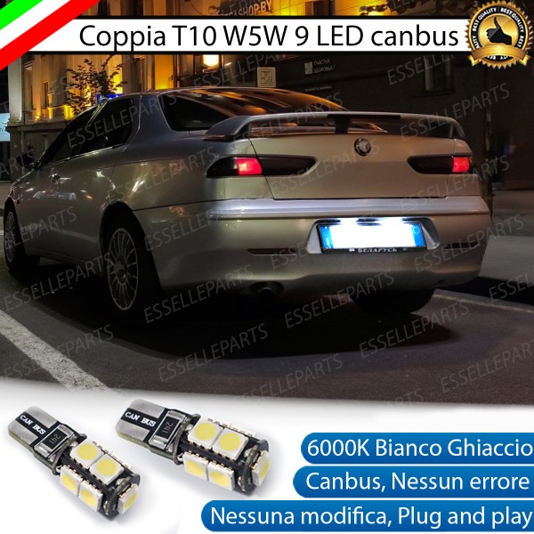 Coppia Luci Targa T10 W5W 9 LED canbus 6000K per Alfa Romeo 156 Pre-Restyling