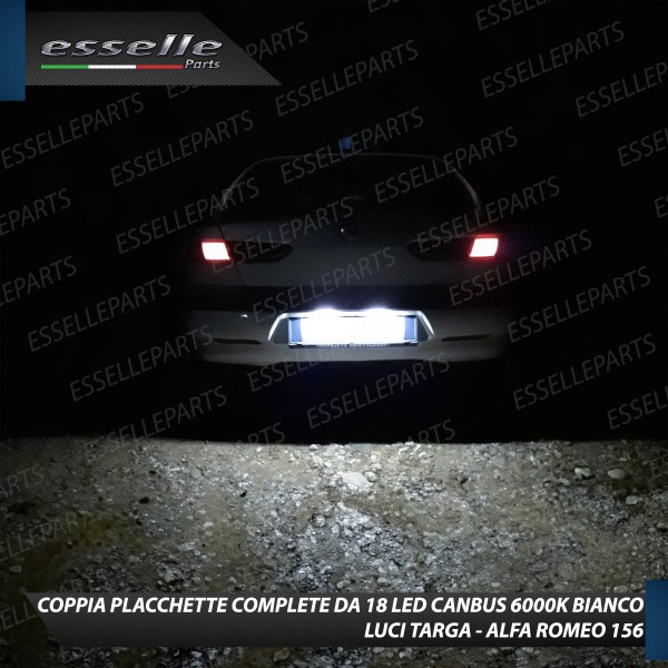 Coppia Placchette Targa LED Complete Da 18 LED Canbus 6000K Bianco Alfa Romeo 156