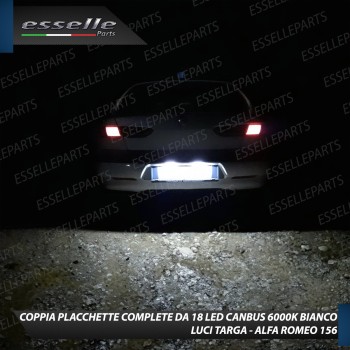 Coppia Placchette Targa LED Complete Da 18 LED Canbus 6000K Bianco Alfa Romeo 156 Coppia Placchette Targa LED Complete Da 18 LED Canbus 6000K Bianco Alfa Romeo 156