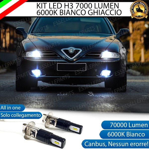 Kit Full LED H3 Slim Per Alfa 166 Fendinebbia 7000 Lumen 6000K Bianco Canbus