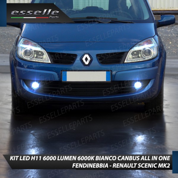 Kit Full LED H11 6000 LUMEN Canbus 6000K Bianco Fendinebbia RENAULT SCENIC MK2