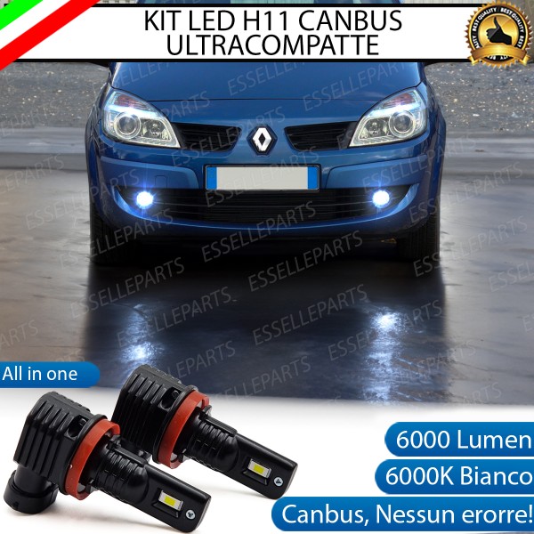 Kit Full LED H11 6000 LUMEN Canbus 6000K Bianco Fendinebbia RENAULT SCENIC MK2