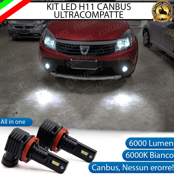 Kit Full LED H11 6000 LUMEN Canbus 6000K Bianco Fendinebbia per DACIA SANDERO MK1