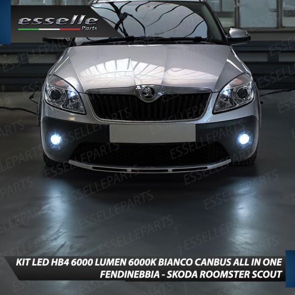 Kit Full LED HB4 6000 LUMEN Canbus 6000K Bianco Fendinebbia per SKODA ROOMSTER SCOUT