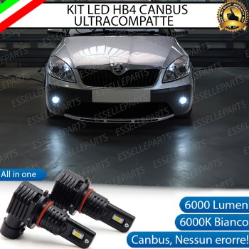 Kit Full LED HB4 6000 LUMEN Canbus 6000K Bianco Fendinebbia per SKODA ROOMSTER SCOUT