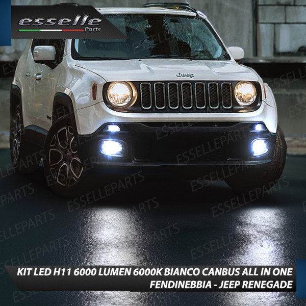 Kit Full LED H11 6000 LUMEN Canbus 6000K Bianco Fendinebbia per JEEP RENEGADE