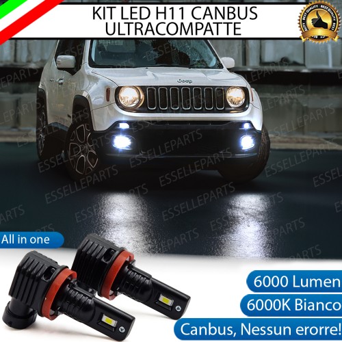 Kit Full LED H11 6000 LUMEN Canbus 6000K Bianco Fendinebbia per JEEP RENEGADE