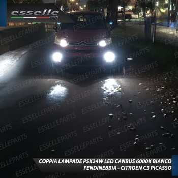 Coppia Lampade PSX24W 21 led 6000K bianco Fendinebbia Citroen C3 Picasso