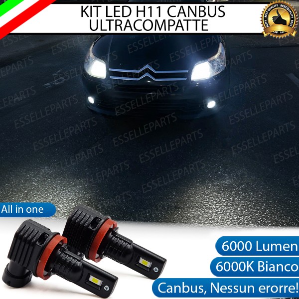 Kit Full LED H11 6000 LUMEN Canbus 6000K Bianco Fendinebbia per Citroen C4 Mk1