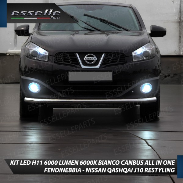 Kit Full LED H11 6000 LUMEN Canbus 6000K Bianco Fendinebbia per NISSAN QASHQAI J10 RESTYLING