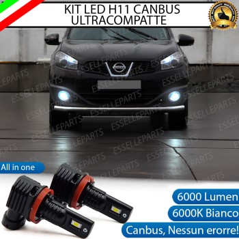 Kit Full LED H11 6000 LUMEN Canbus 6000K Bianco Fendinebbia per NISSAN QASHQAI J10 RESTYLING