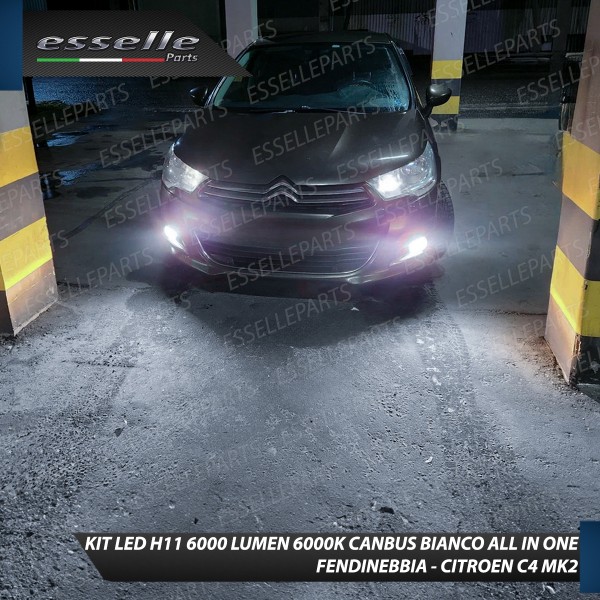 Kit Full LED H11 6000 LUMEN Canbus 6000K Bianco Fendinebbia per Citroen C4 Mk2