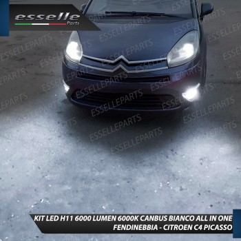 Kit Full LED H11 6000 LUMEN Canbus 6000K Bianco Fendinebbia per Citroen C4 Picasso