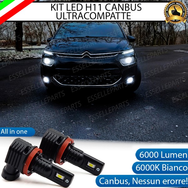 Kit Full LED H11 6000 LUMEN Canbus 6000K Bianco Fendinebbia per Citroen C4 Picasso MK2