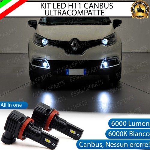 Kit Full LED H11 6000 LUMEN Canbus 6000K Bianco Fendinebbia per Renault Captur Pre-Restyling