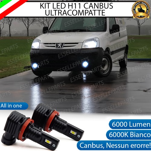 Kit Full LED H11 6000 LUMEN Canbus 6000K Fendinebbia per PEUGEOT PARTNER MK1 DAL 2004 IN POI