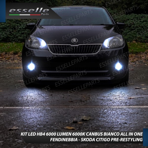 Kit Full LED HB4 6000 LUMEN Canbus 6000K Bianco Fendinebbia per SKODA Citigo Pre-Restyling