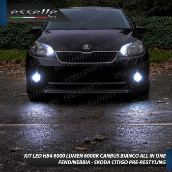 Kit Full LED HB4 6000 LUMEN Canbus 6000K Bianco Fendinebbia per SKODA Citigo Pre-Restyling
