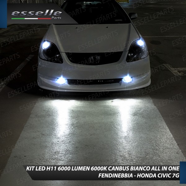 Kit Full LED H11 6000 LUMEN Canbus 6000K Bianco Fendinebbia per Honda Civic 7G