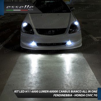 Kit Full LED H11 6000 LUMEN Canbus 6000K Bianco Fendinebbia per Honda Civic 7G