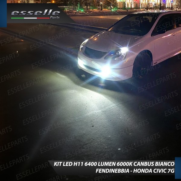 Kit Full LED Fendinebbia H11 6400 Lumen 6000K bianco Honda Civic 7G