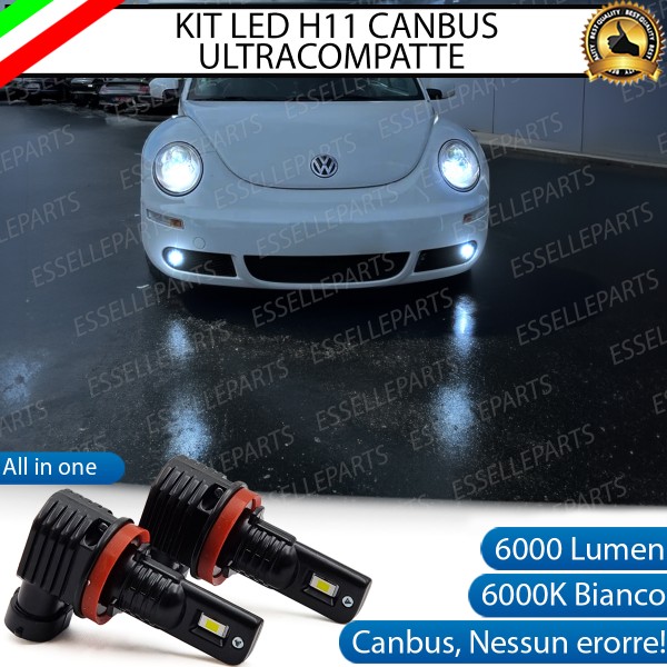 Kit Full LED H11 6000 LUMEN Canbus 6000K Fendinebbia per VW NEW BEETLE MK1 DAL 2005 IN POI
