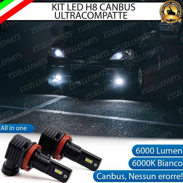 Kit Full LED H8 6000 LUMEN Canbus 6000K Fendinebbia per MERCEDES ML W163 DAL 09-2000