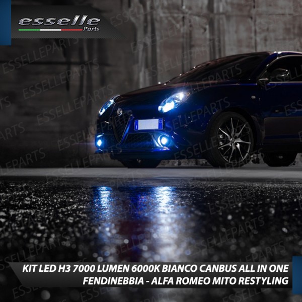 Kit Full LED H3 7000 Lumen 6000K bianco Fendinebbia ALFA ROMEO MITO RESTYLING