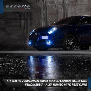 Kit Full LED H3 7000 Lumen 6000K bianco Fendinebbia ALFA ROMEO MITO RESTYLING