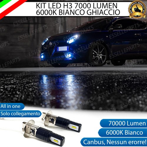 Kit Full LED H3 7000 Lumen 6000K bianco Fendinebbia ALFA ROMEO MITO RESTYLING