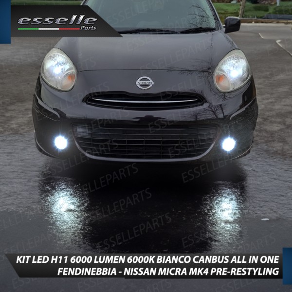 Kit Full LED H11 6000 LUMEN Canbus 6000K Fendinebbia per NISSAN MICRA MK4 PRE-RESTYLING