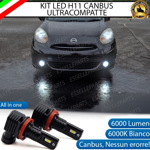 Kit Full LED H11 6000 LUMEN Canbus 6000K Fendinebbia per NISSAN MICRA MK4 PRE-RESTYLING