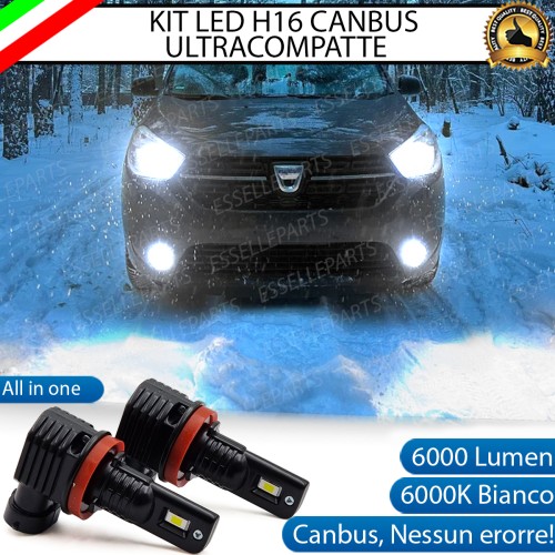 Kit Full LED H16 6000 LUMEN Canbus 6000K Bianco Fendinebbia per DACIA LODGY