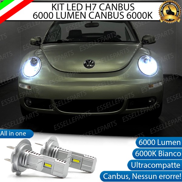 Kit Full LED Coppia H7 Ultra Compatta 6000 Lumen Abbaglianti Per VW New Beetle dal 07/2005