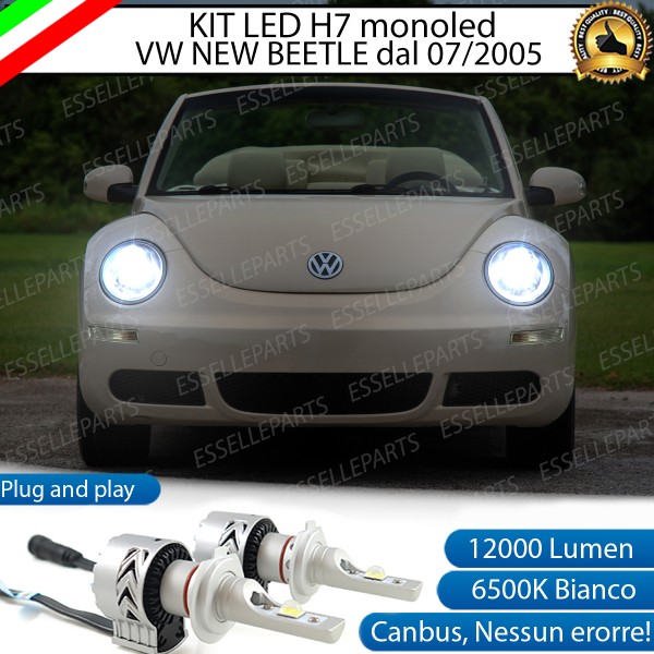 Kit Full LED H7 Monoled 12000 LUMEN Canbus bianco ghiaccio per VW New Beetle dal 07/2005