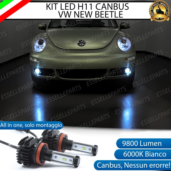 Kit Full LED H11 Fendinebbia 9800 Lumen 6000K bianco per VW New Beetle dal 07/2005