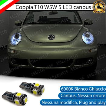 Coppia luci posizione T10 W5W 5 LED canbus 6000K per VW New Beetle dal 07/2005
