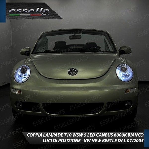 Coppia luci posizione T10 W5W 5 LED canbus 6000K per VW New Beetle dal 07/2005