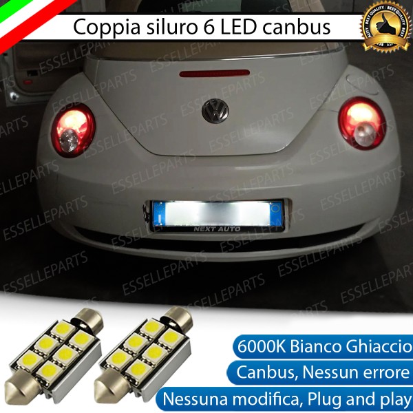 Coppia lampade siluro 6 LED Luci Targa Canbus 6000K per VW New Beetle dal 07/2005