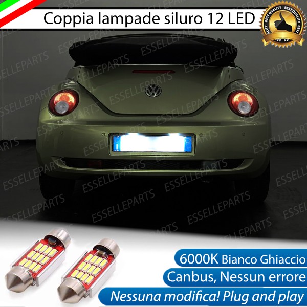 Coppia lampade siluro 12 LED Targa Canbus 6000K per VW New Beetle dal 07/2005