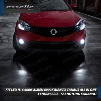 Kit Full LED H16 6000 LUMEN Canbus 6000K Bianco Fendinebbia per SSANGYONG KORANDO MK3 DAL 2013